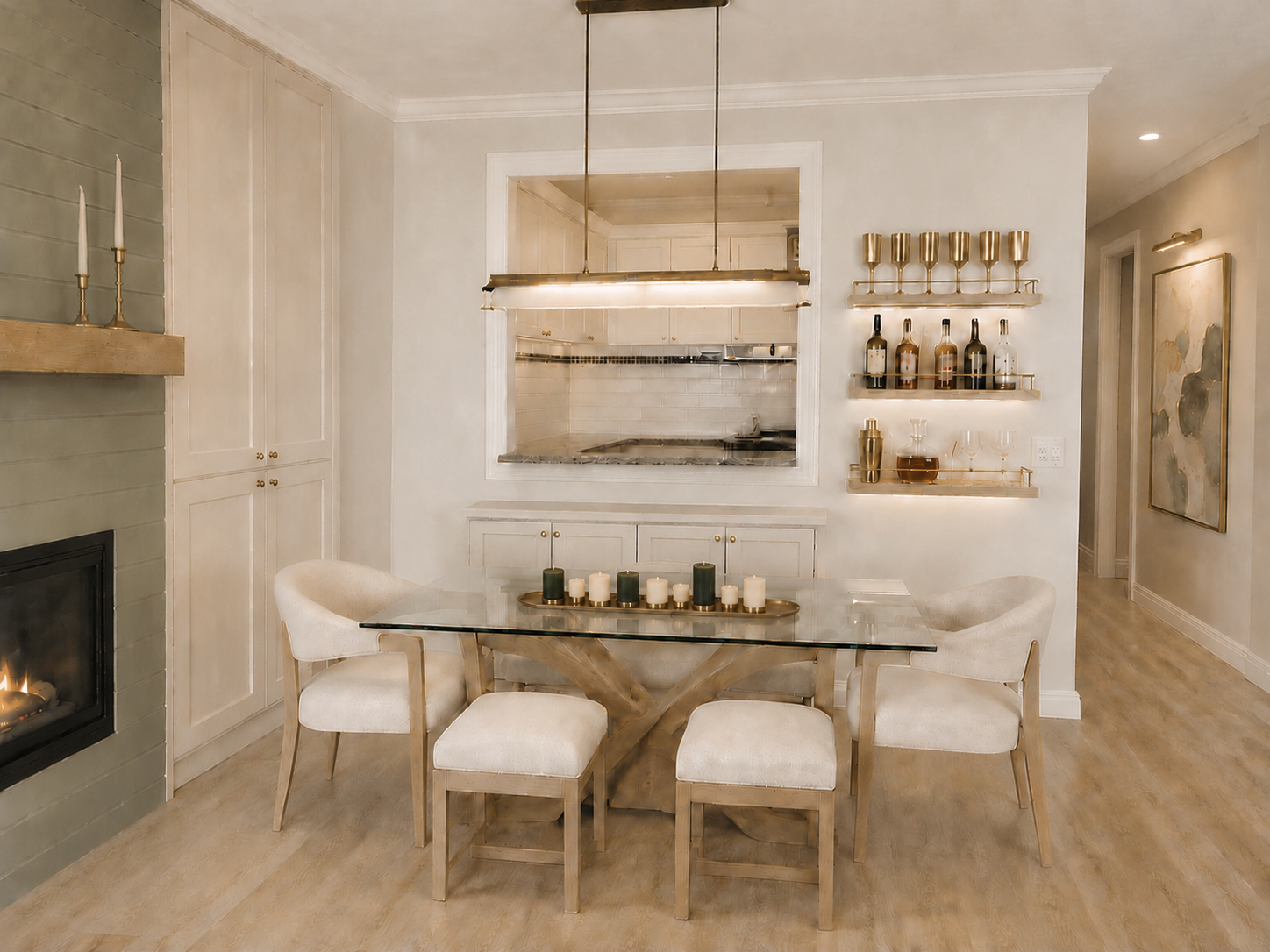 Completed dining and entertaining concept with integrated bar storage